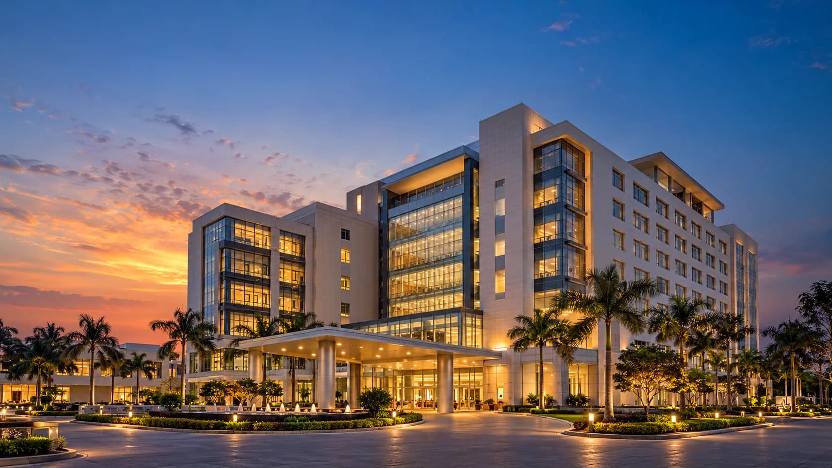Kavira Hospital at dusk, Baner, Pune