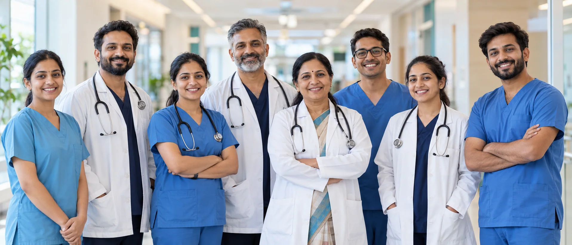 Kavira doctors and nurses standing together in a corridor